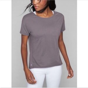 Athleta Power Up tee gray short sleeves sustainable